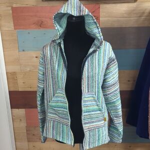 Colorful Striped Hooded Utility Jacket